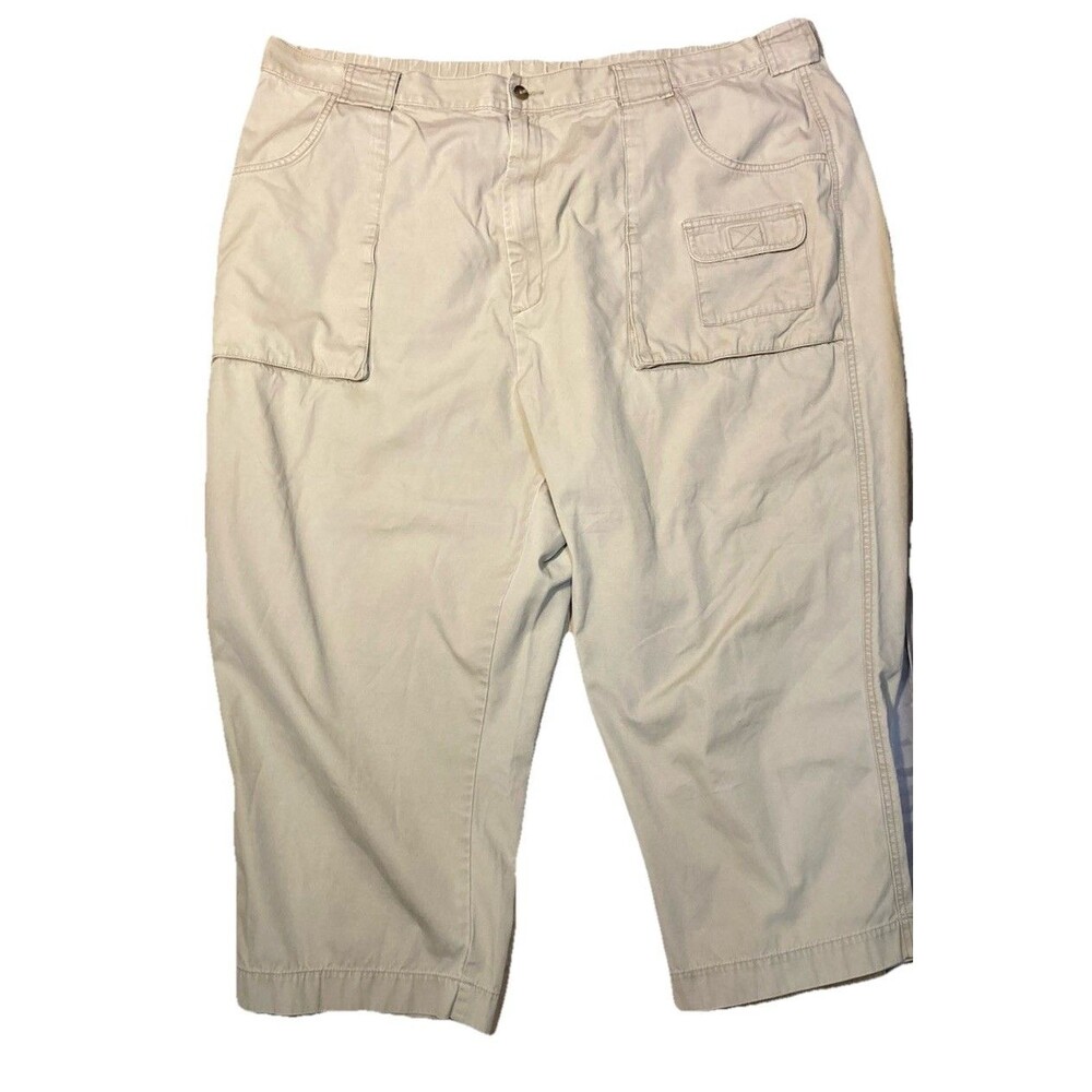 Eddie Bauer W Sz 26w Pants Khaki Cargo Capri Y2K 90s Curvy Cropped